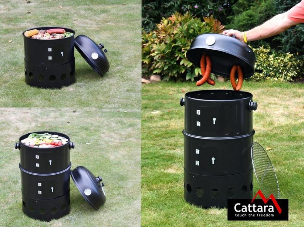 Gril - udírna na dřevěné uhlí PISA 3in1 40cm f